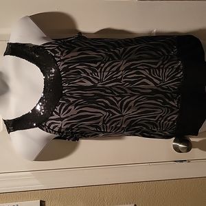 Y2K Candy Rain Sequined Zebra Tank Size 1X